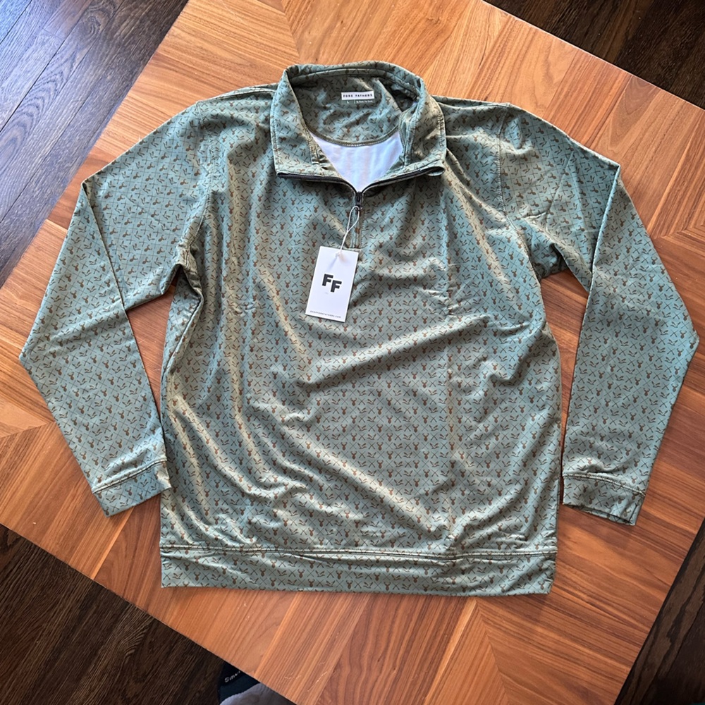 Fore Fathers 1/4 Zip Pullover Mens L Duck Deer Hunting Print | NWT Golf